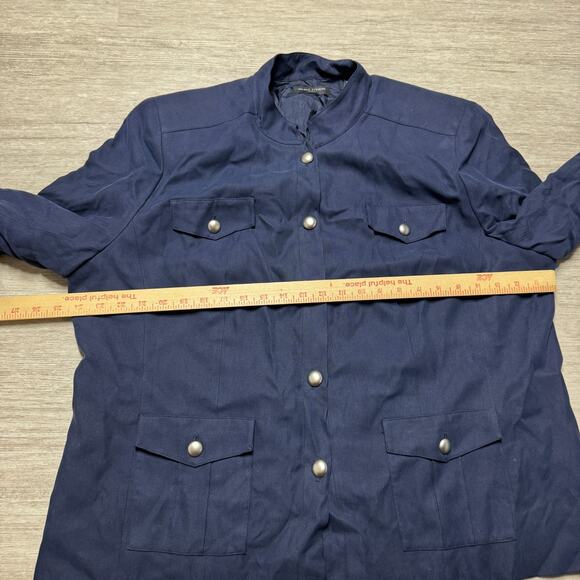 VTG Valerie Stevens Button Front Shirt Silk Top NWT Blue 22W Overshirt Lined - Picture 5 of 7